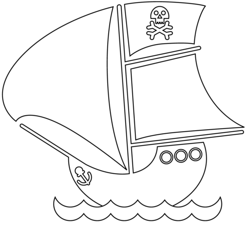 Pirate Ship From Ships And Boats Coloring Page